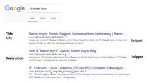 Darstellung in Suchergebnissen