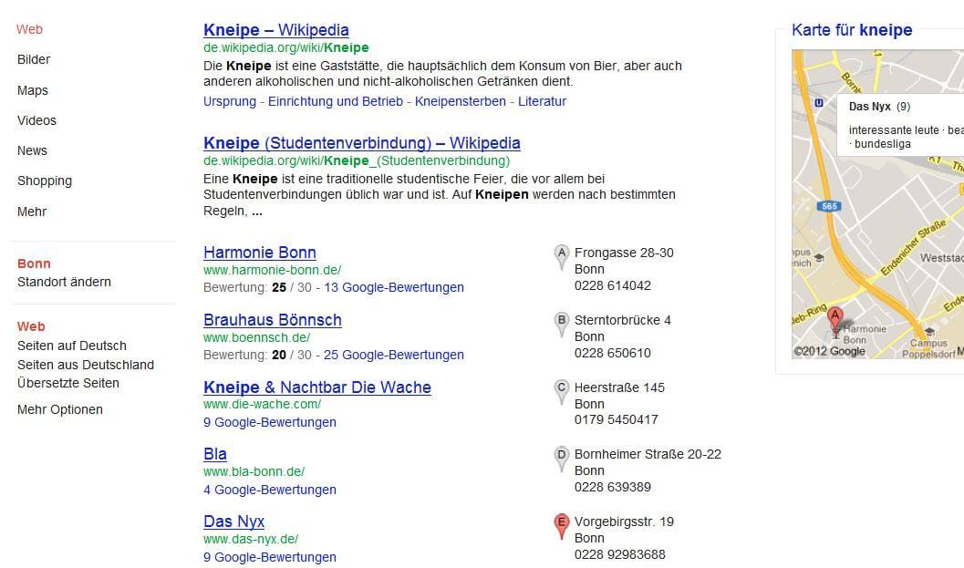 Lokale Suchergebnisse Lokale Suchergebnisse